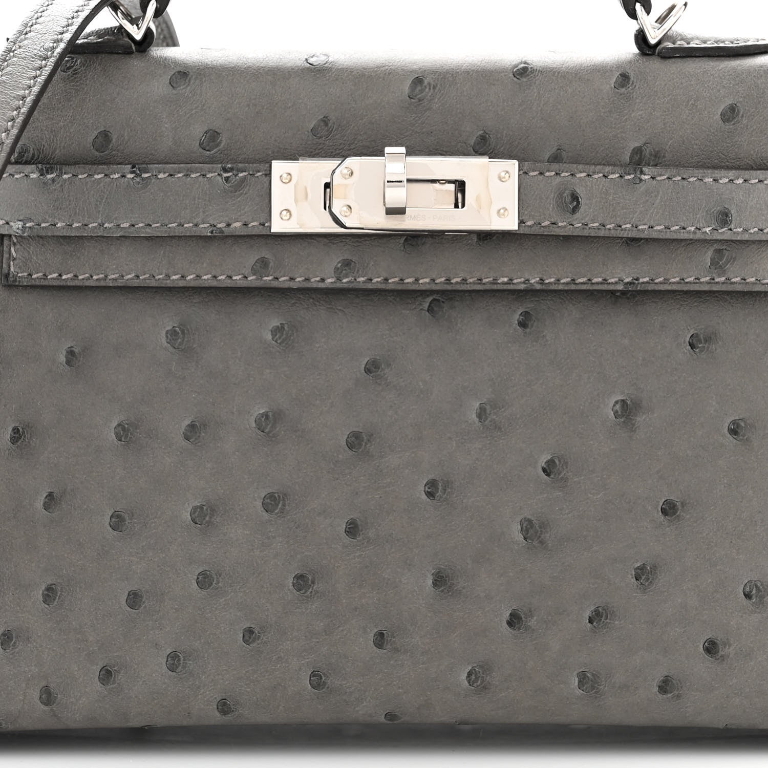 Hermes Ostrich Kelly Sellier Mini 20 Gris Meyer 7 of 10