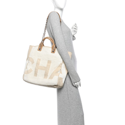 Chanel Canvas Large Shopping Tote White Beige 2 of 11