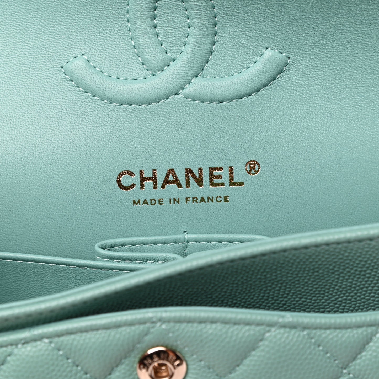 Caviar Quilted Small Double Flap Light Green