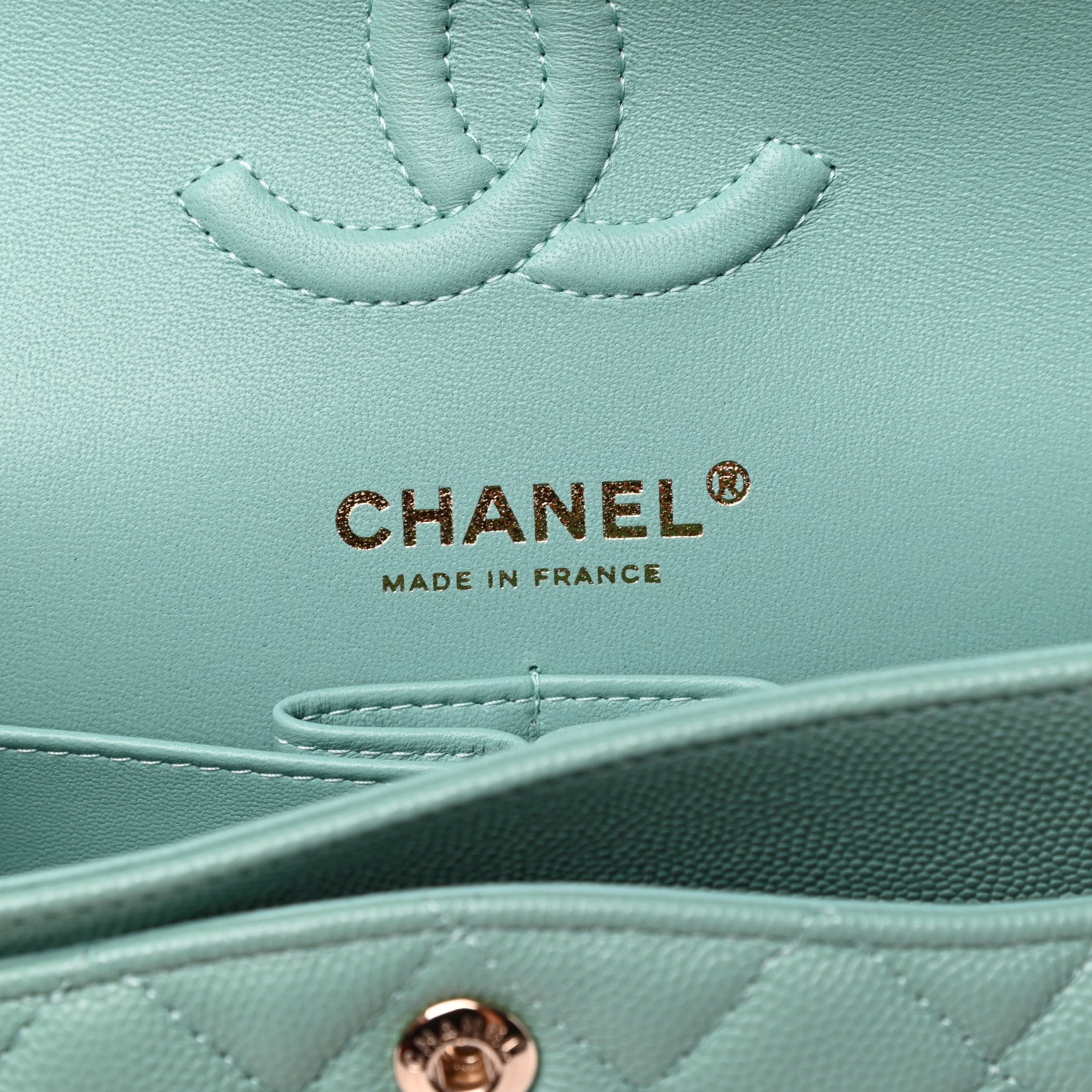 Chanel Caviar Quilted Small Double Flap Light Green 6 of 11