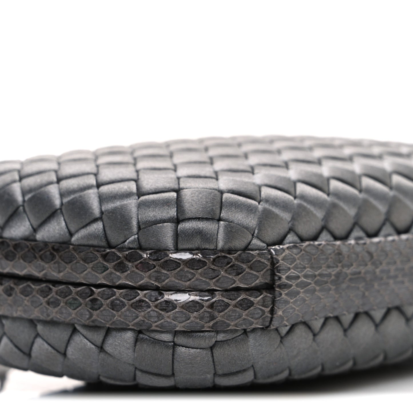 Satin Ayers Intrecciato Chain Knot Clutch Grey