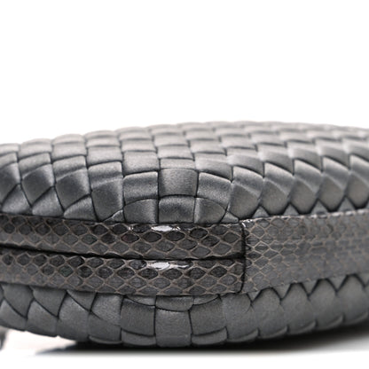 Bottega Veneta Satin Ayers Intrecciato Chain Knot Clutch Grey 8 of 10