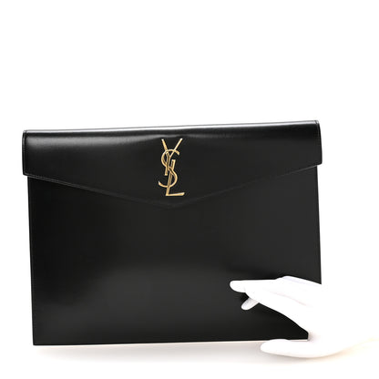 Saint Laurent Smooth Shiny Calfskin Monogram Large Uptown Pouch Black 2 of 8