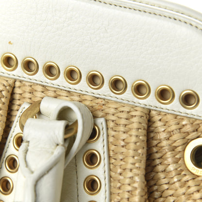 Prada Paglia Vitello Daino Frame Satchel Naturale White 10 of 13
