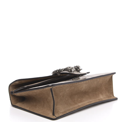 Gucci GG Supreme Monogram Suede Crystal Small Dionysus Shoulder Bag Beige Ebony Taupe 4 of 10