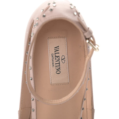 Valentino Garavani Calfskin Soul Rockstud Cut Out Ankle Strap Ballet Flats 37.5 Poudre 7 of 12