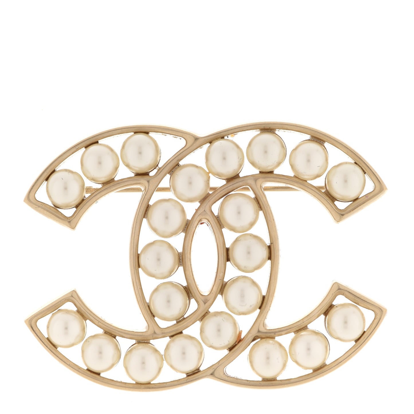 Pearl CC Brooch Light Gold