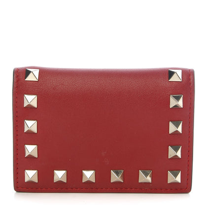 Valentino Garavani Calfskin Rockstud Bi-Fold Card Holder Rosso Valentino 1 of 9