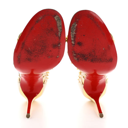 Christian Louboutin Kid Nappa Millaclou 100 Cage Sandals 37 Edelweiss Gold 7 of 14