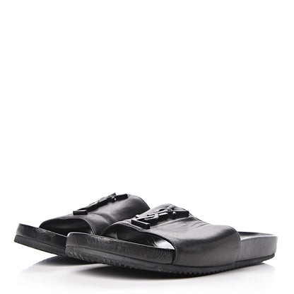 Saint Laurent Lambskin Joan Slide Sandals 39 Black 3 of 14