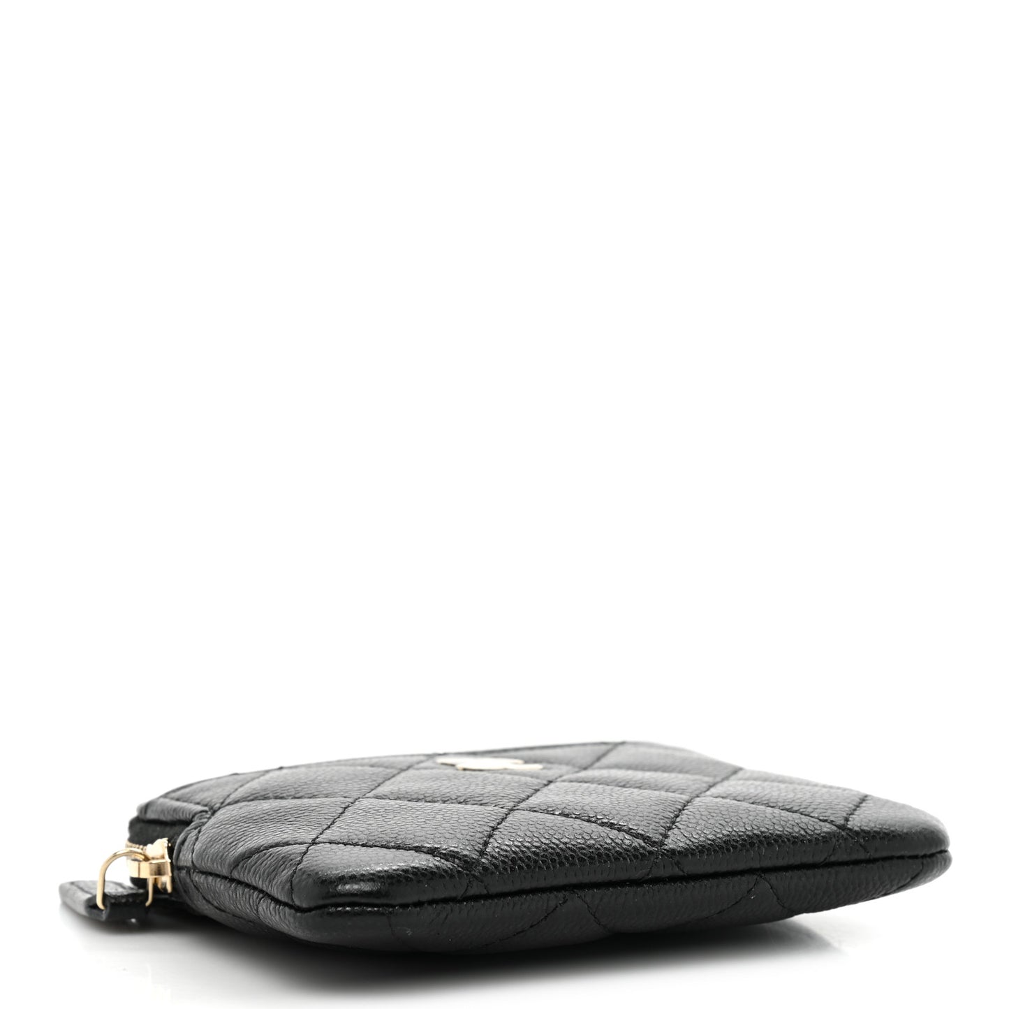 Caviar Quilted Zip Card Holder Wallet Black