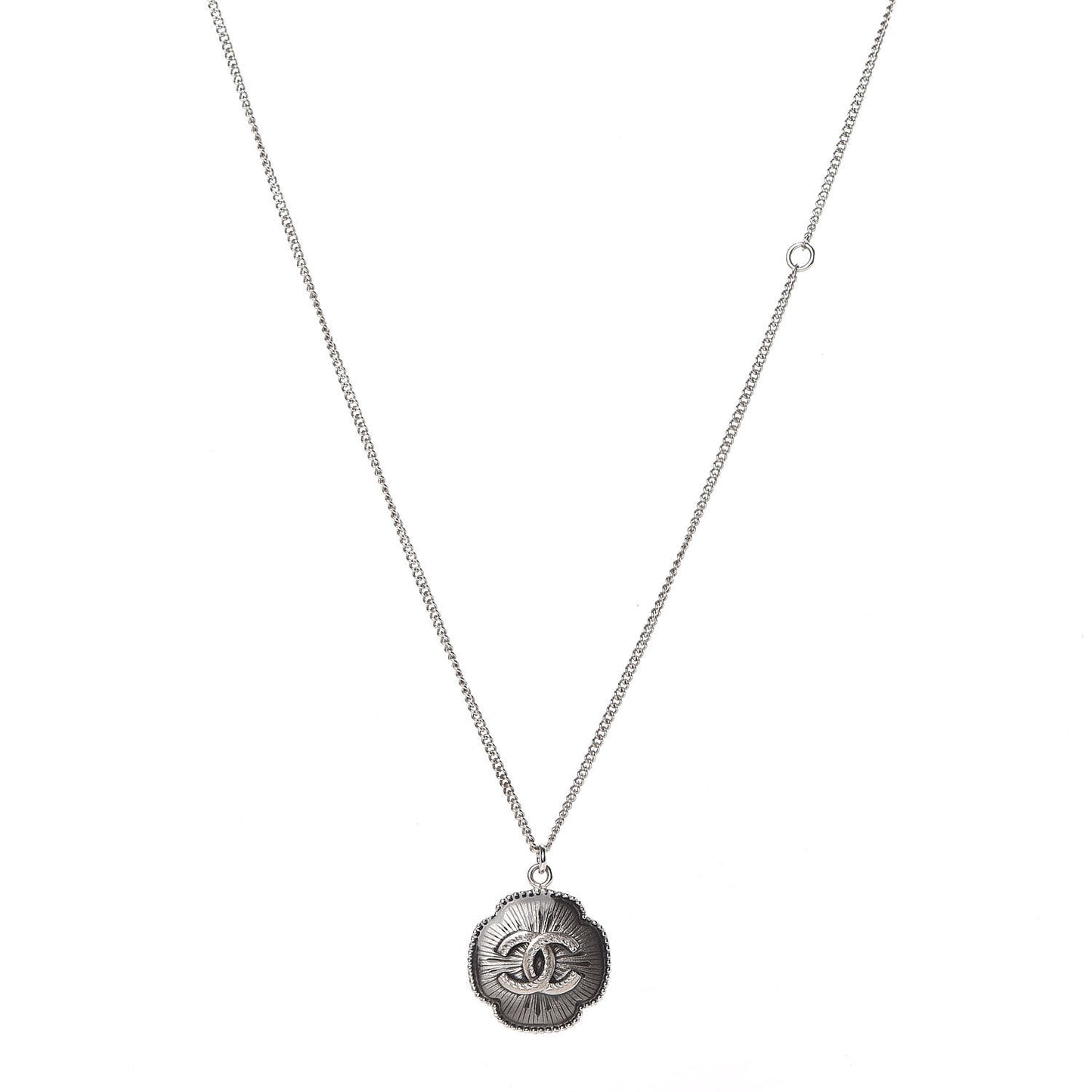 CC Medallion Necklace Silver