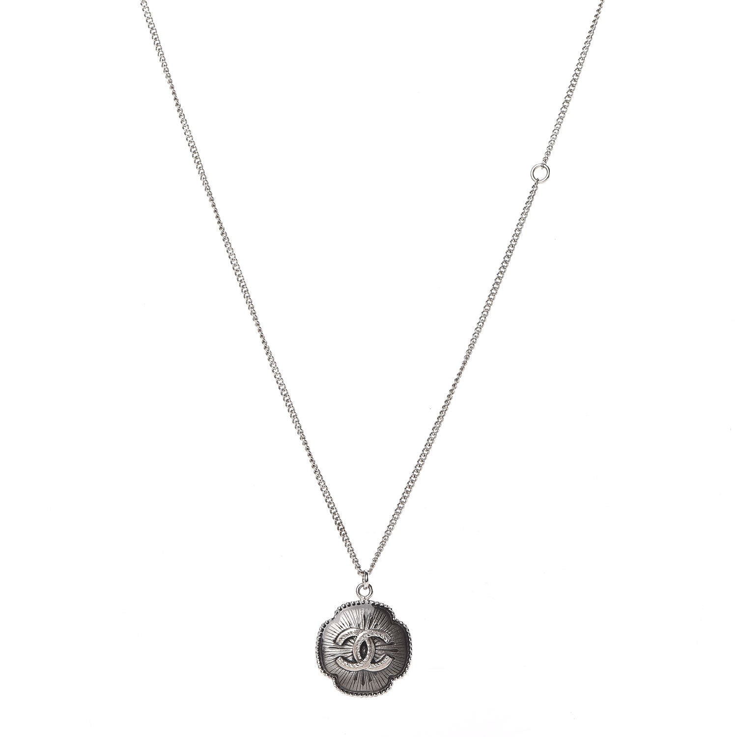 Chanel CC Medallion Necklace Silver 1 of 5