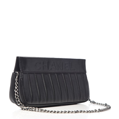 Chanel Lambskin Vertical Quilted Logo Shoulder Bag Black 3 of 11