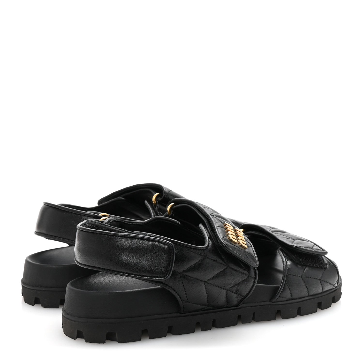 Miu Miu Nappa Matelasse Sporty Sandals 39 Black 5 of 10