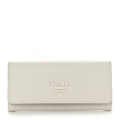 Prada Saffiano Shine Monochrome Continental Wallet Talco 3 of 8