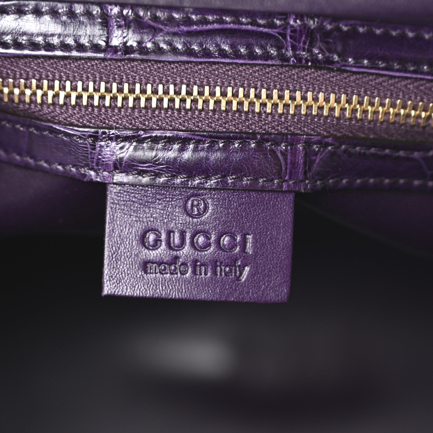 Gucci Crocodile Large Treasure Boston Purple 6 of 10