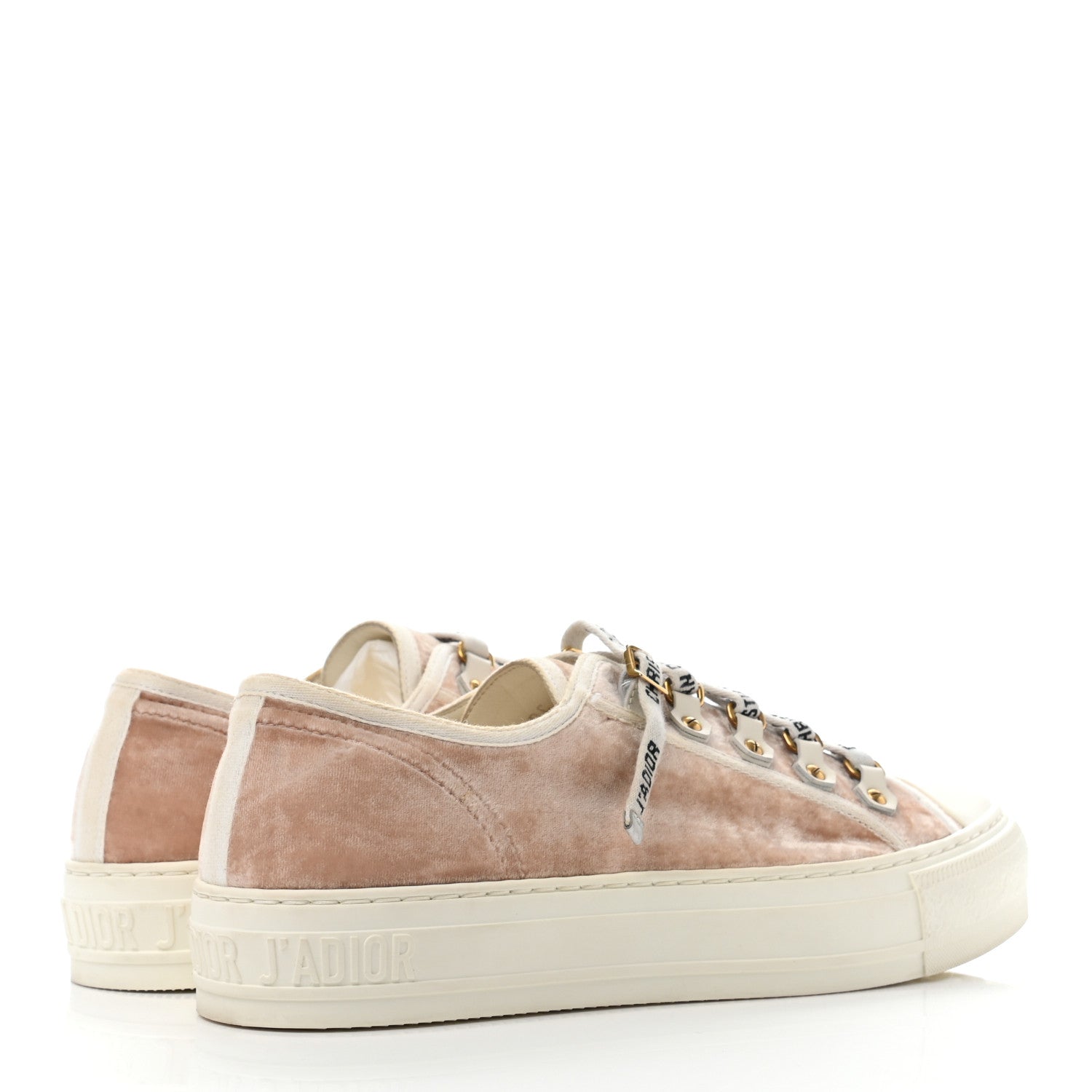 Christian Dior Velvet Walk'N'Dior Low Top Sneakers 38 Nude 4 of 8