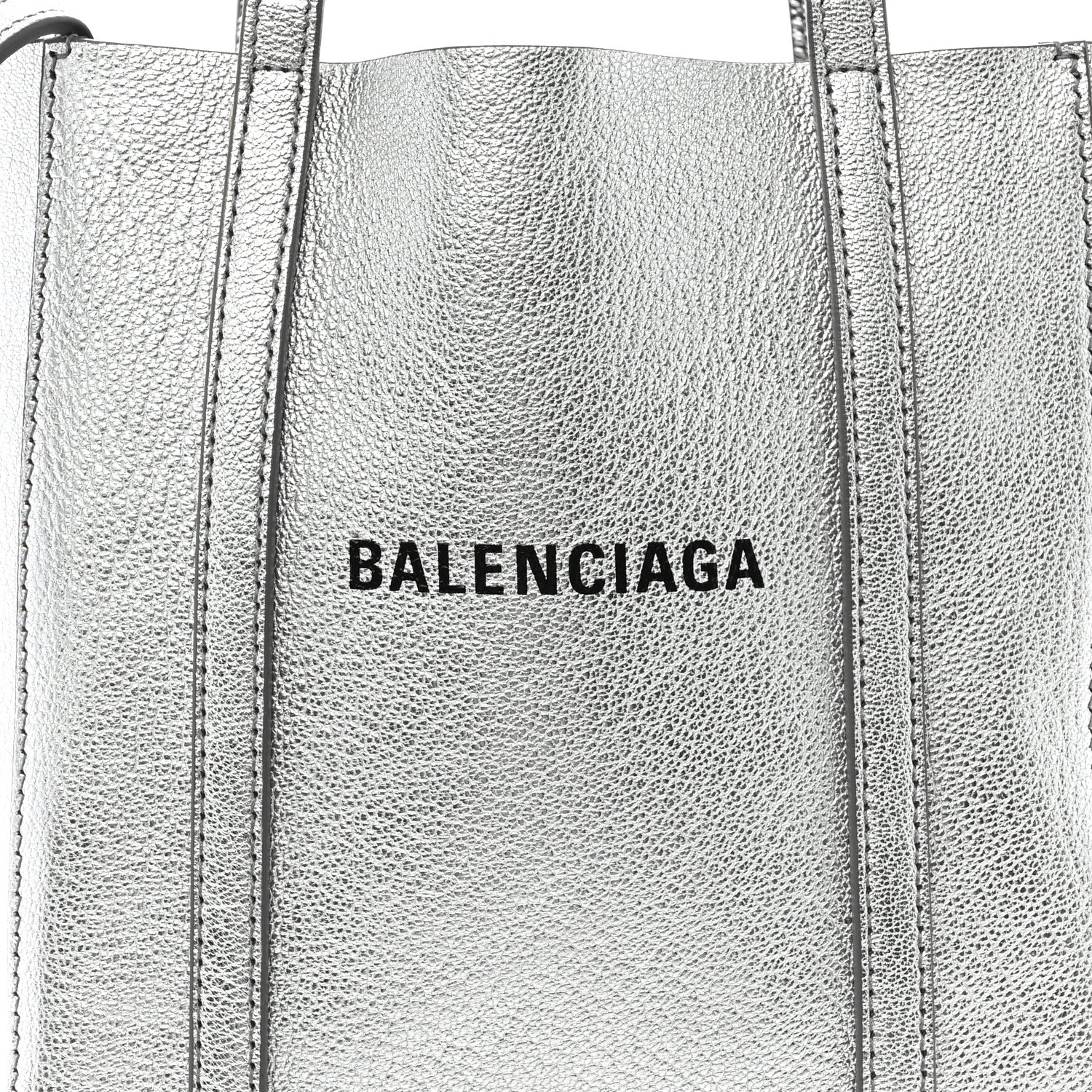 Balenciaga Metallic Goatskin Logo XXS Everyday Tote Argent Black 9 of 12