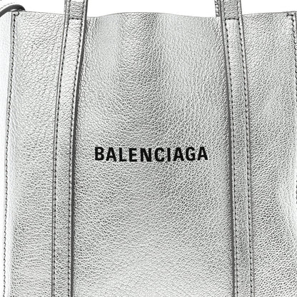 Balenciaga Metallic Goatskin Logo XXS Everyday Tote Argent Black 9 of 12