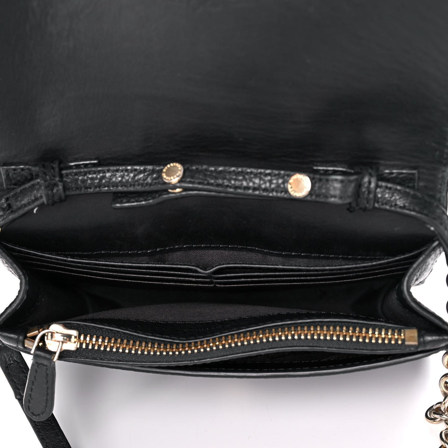 Soft Grain Embossed Hampshire Wallet on Chain Black