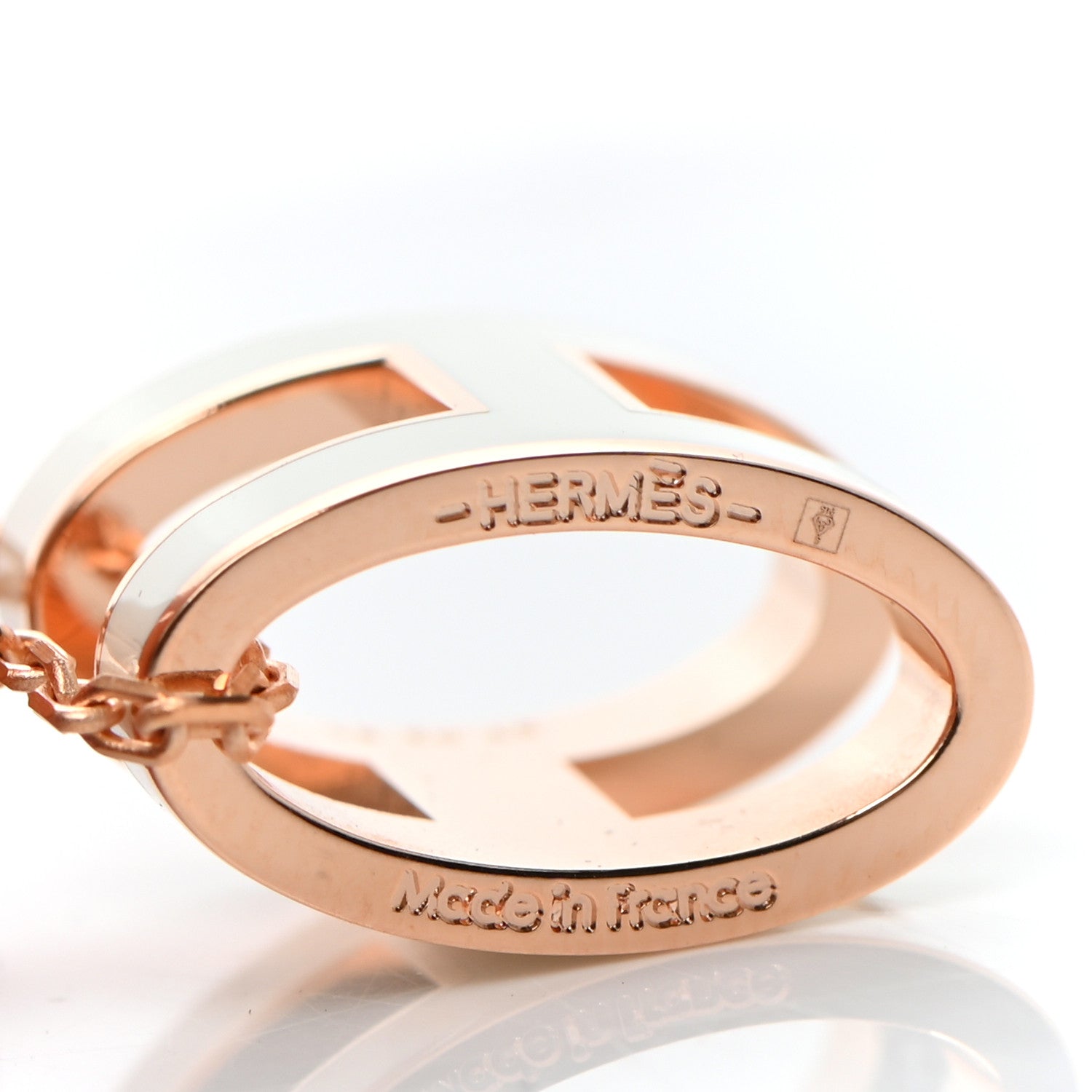 Hermes Lacquered Rose Gold Pop H Pendant Necklace White 5 of 5