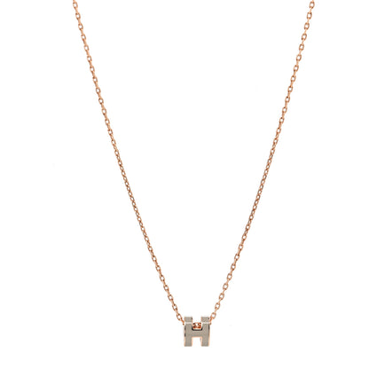 Hermes Lacquered Rose Gold Mini Pop H Pendant Necklace Marron Glace 1 of 6