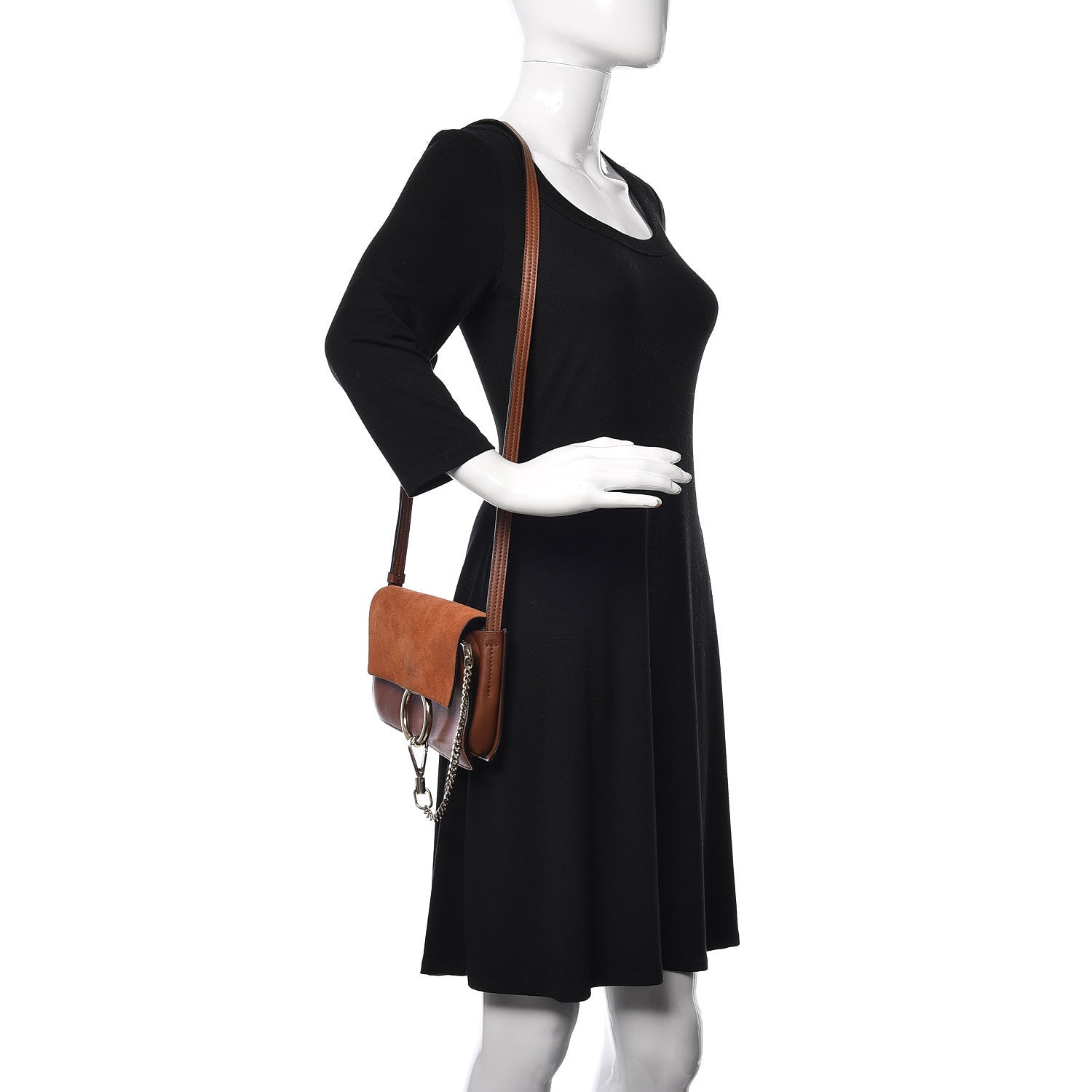 Chloe Suede Calfskin Small Faye Shoulder Bag Tobacco 2 of 15