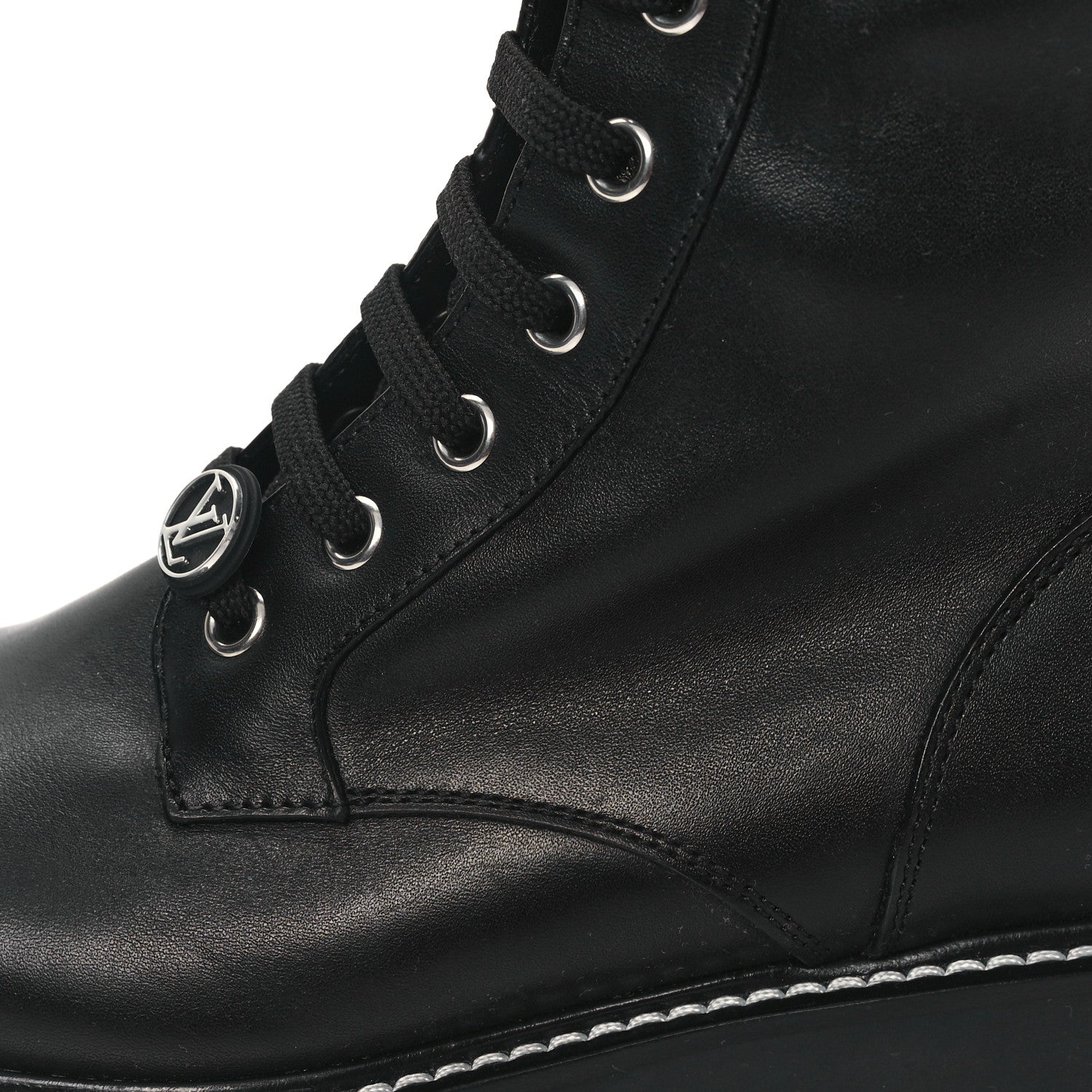 Louis Vuitton Monogram Calfskin Territory Tall Lace Up Ranger Boots 37 Black 8 of 8