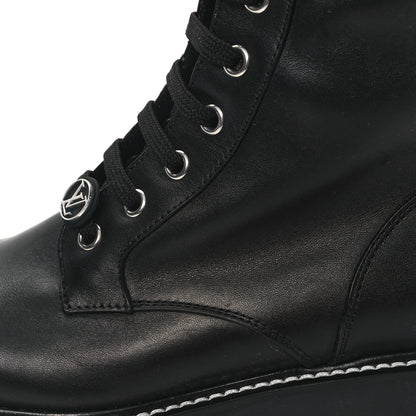 Louis Vuitton Monogram Calfskin Territory Tall Lace Up Ranger Boots 37 Black 8 of 8