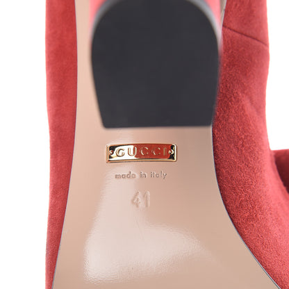 Gucci Kid Scamosciato GG Marmont Fringe 105mm Loafer Pumps 41 Vulcanic Red 9 of 13