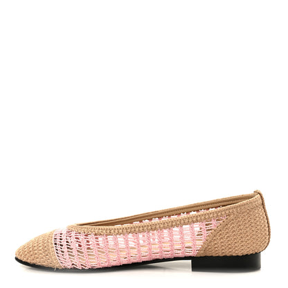 Chanel Raffia Cap Toe Ballerina Flats 36.5 Pink Beige 1 of 10