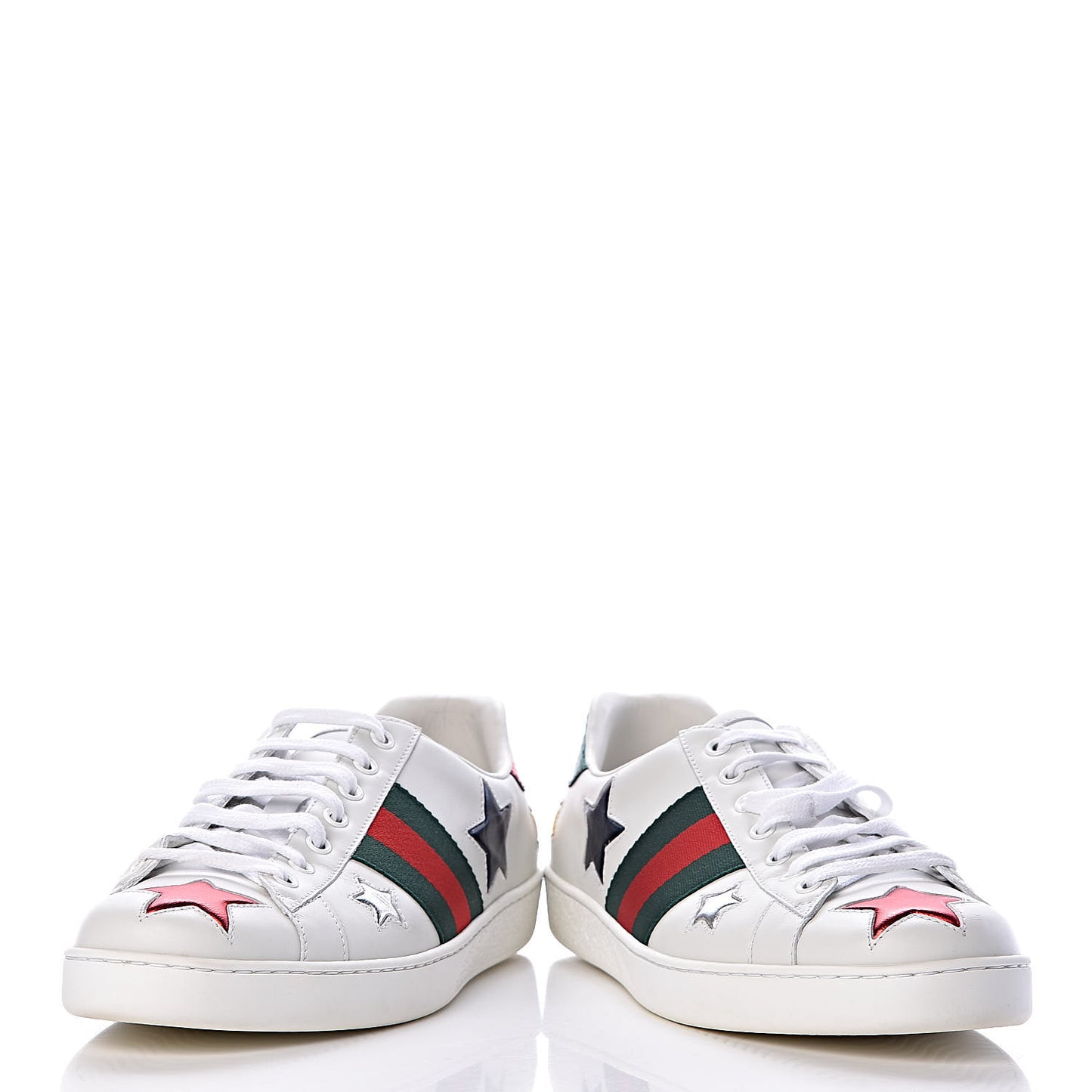 Calfskin Ayers Web Star Embroidered Mens Ace Sneakers 8.5 White Multi