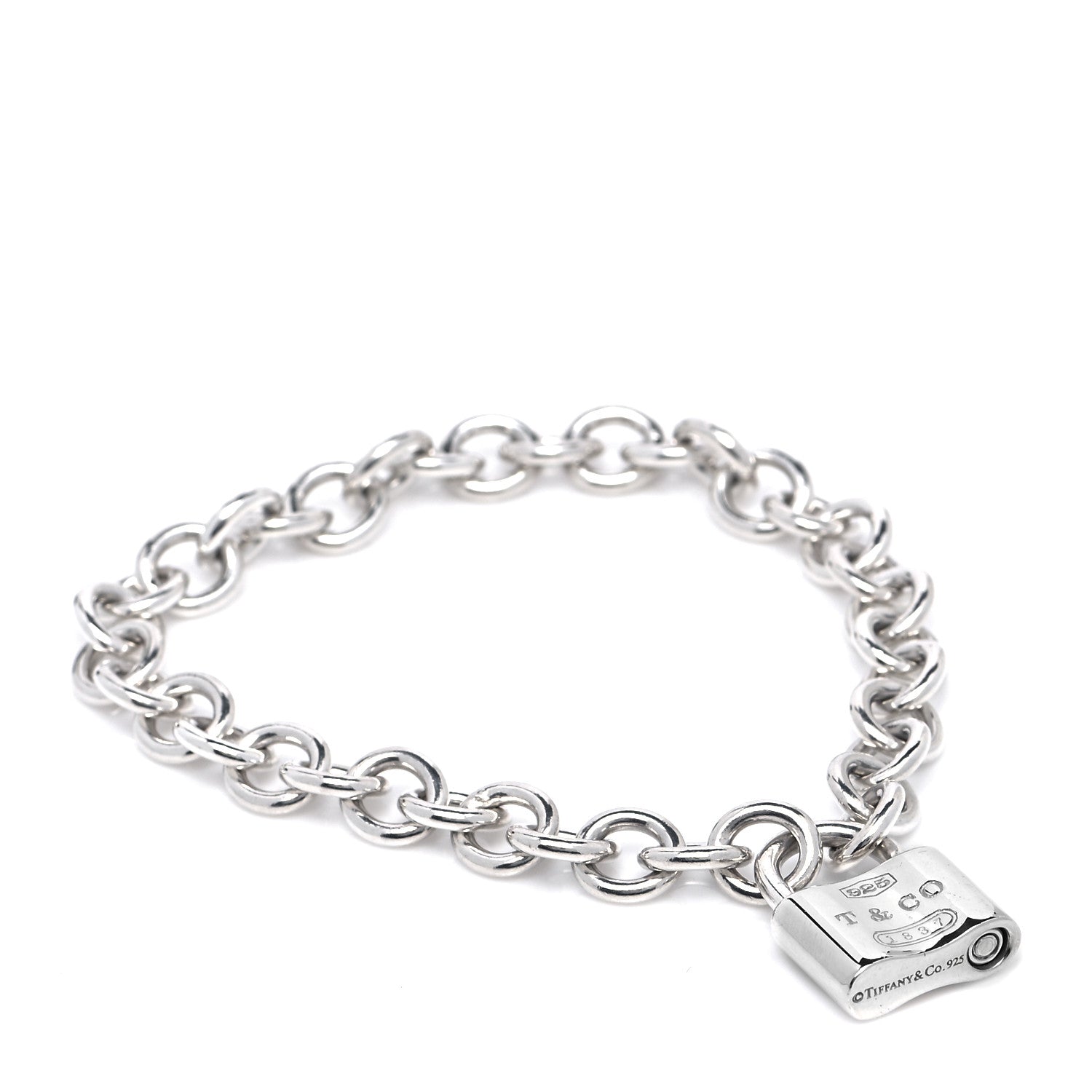 Tiffany Sterling Silver 1837 Lock Charm Bracelet 2 of 9