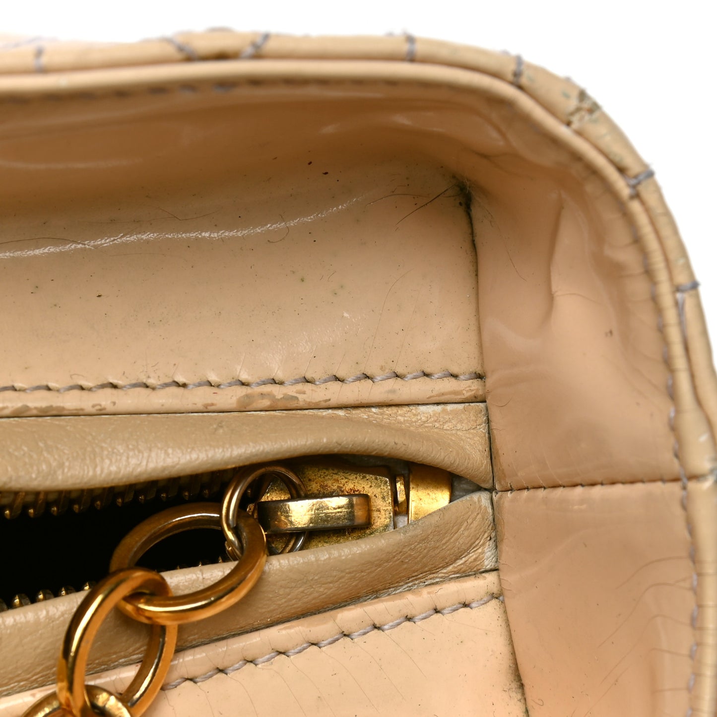 Patent Cannage Large Lady Dior Beige
