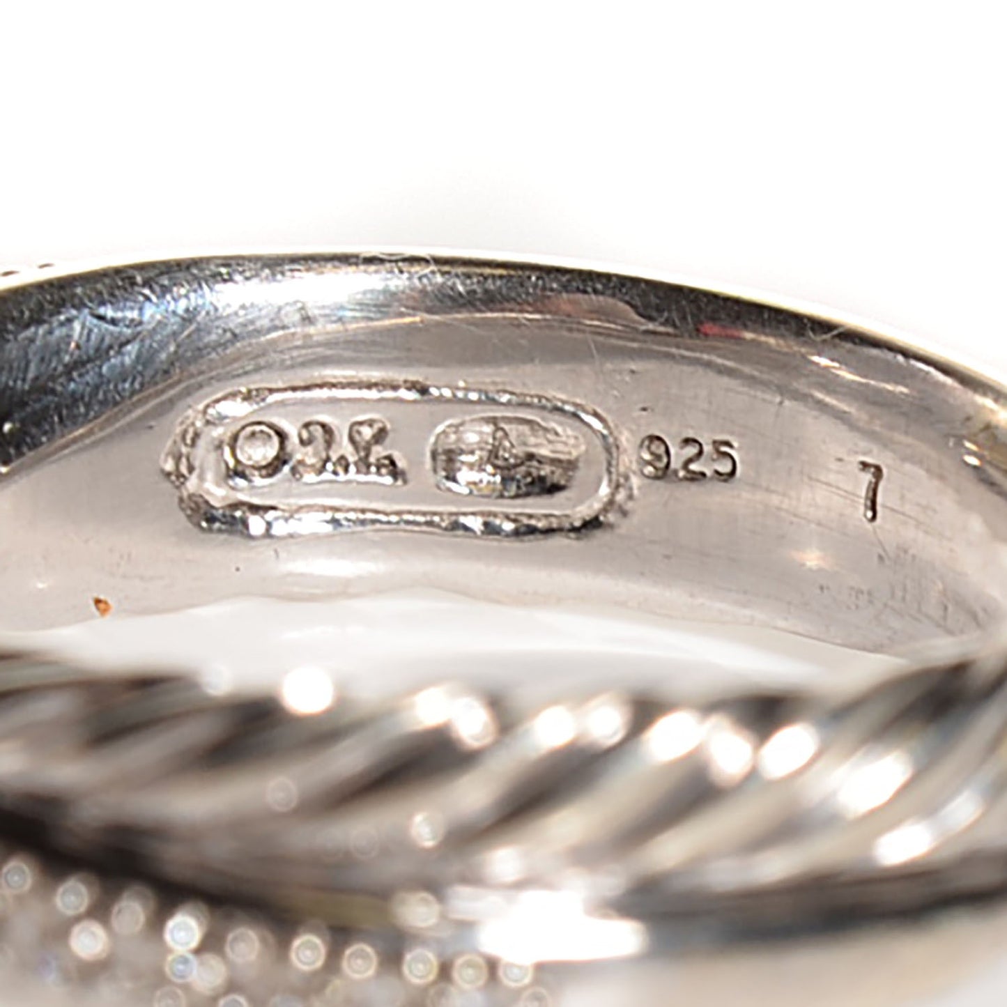 Sterling Silver Pave Diamond 5mm Crossover Ring 7