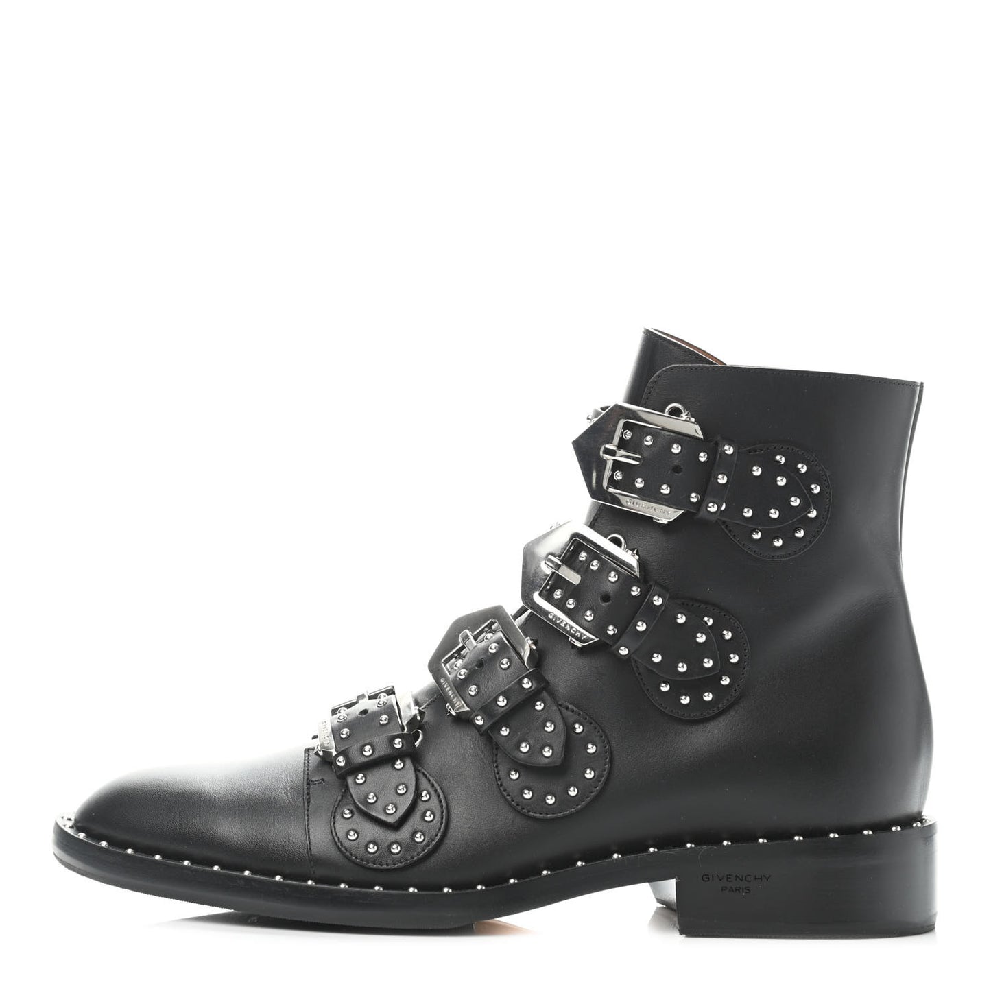 Calfskin Studded Prue Buckle Bootie 37 Black
