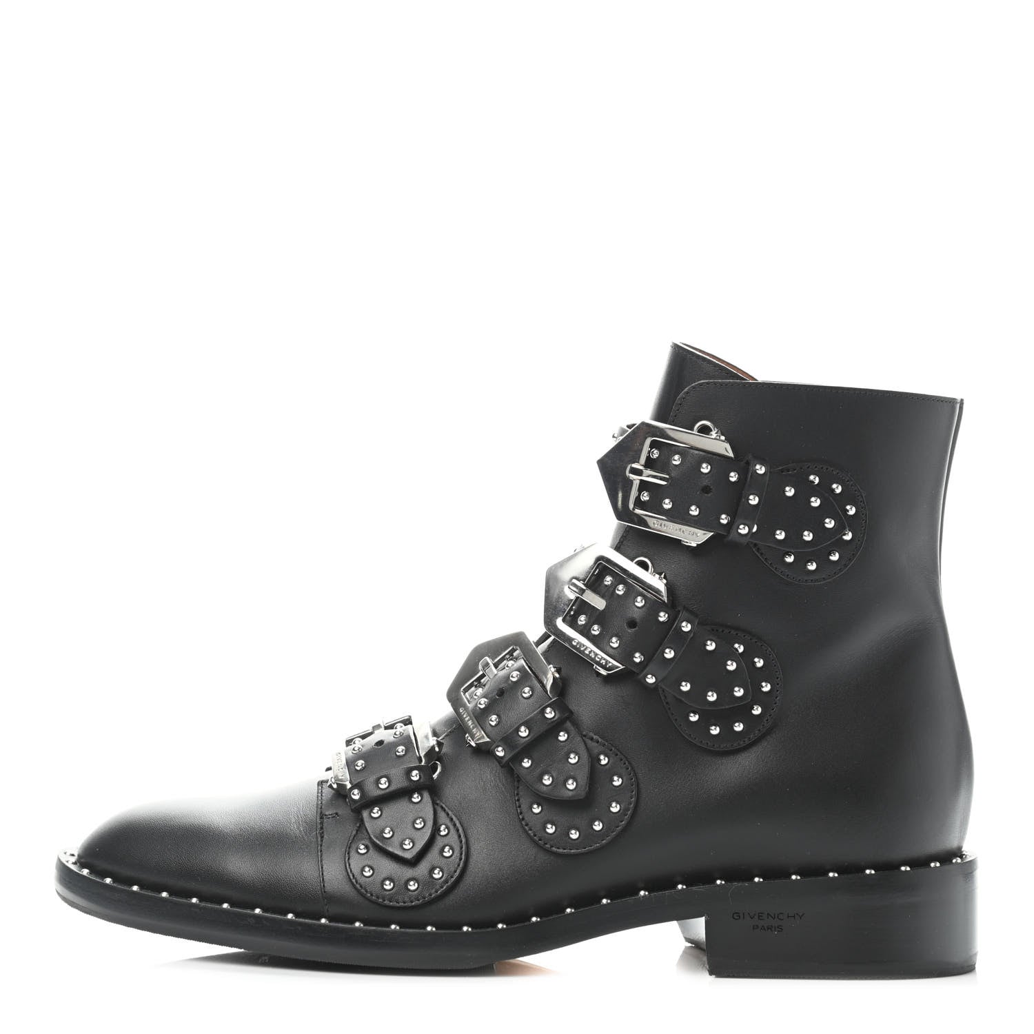 Givenchy Calfskin Studded Prue Buckle Bootie 37 Black 1 of 4