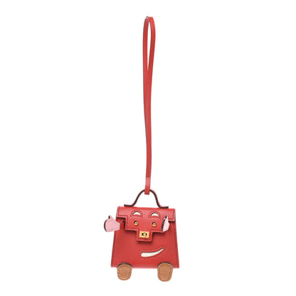 Hermes Tadelakt Chevre Mysore Kelly Quelle Idole Bag Charm Rose Sakura Sanguine Nata Sesame 1 of 5