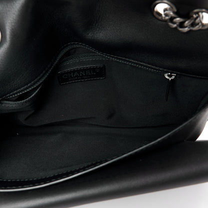 Chanel Metallic Goatskin Quilted Large Rock In Rome Flap Black 5 of 11