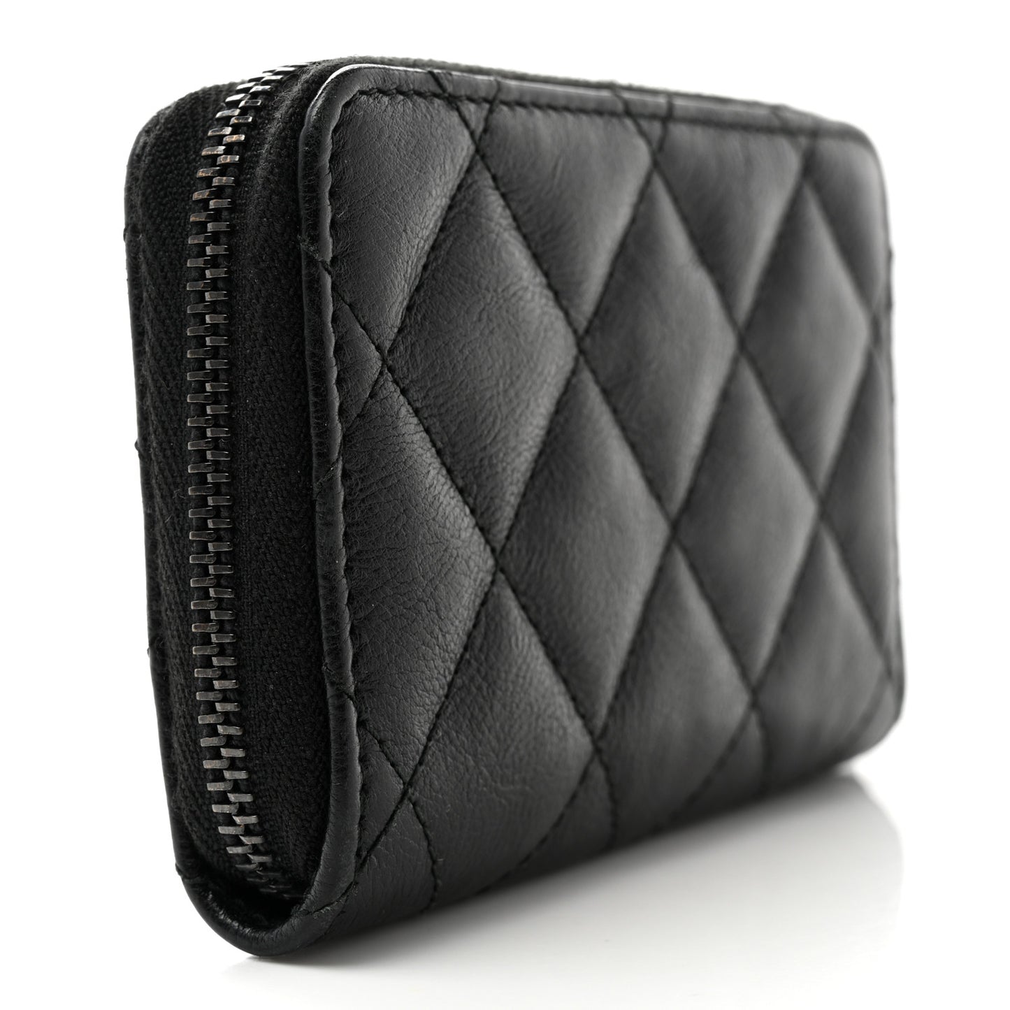 Calfskin Quilted Zip Coin Purse So Black
