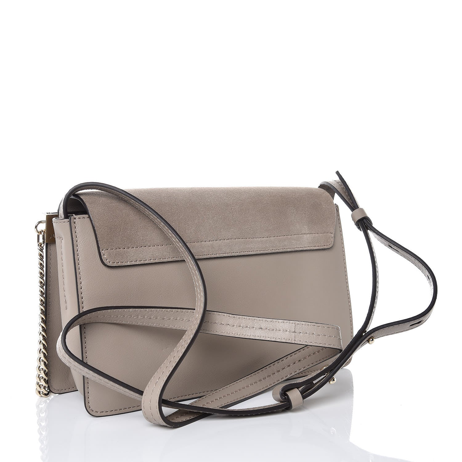 Chloe Suede Calfskin Small Faye Shoulder Bag Motty Grey 3 of 7