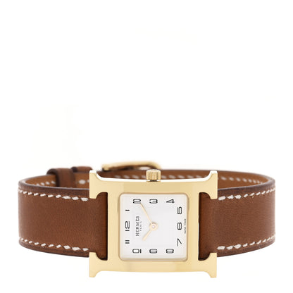 Hermes Stainless Steel Barenia 21mm Heure H Hour Quartz Watch Fauve 2 of 5