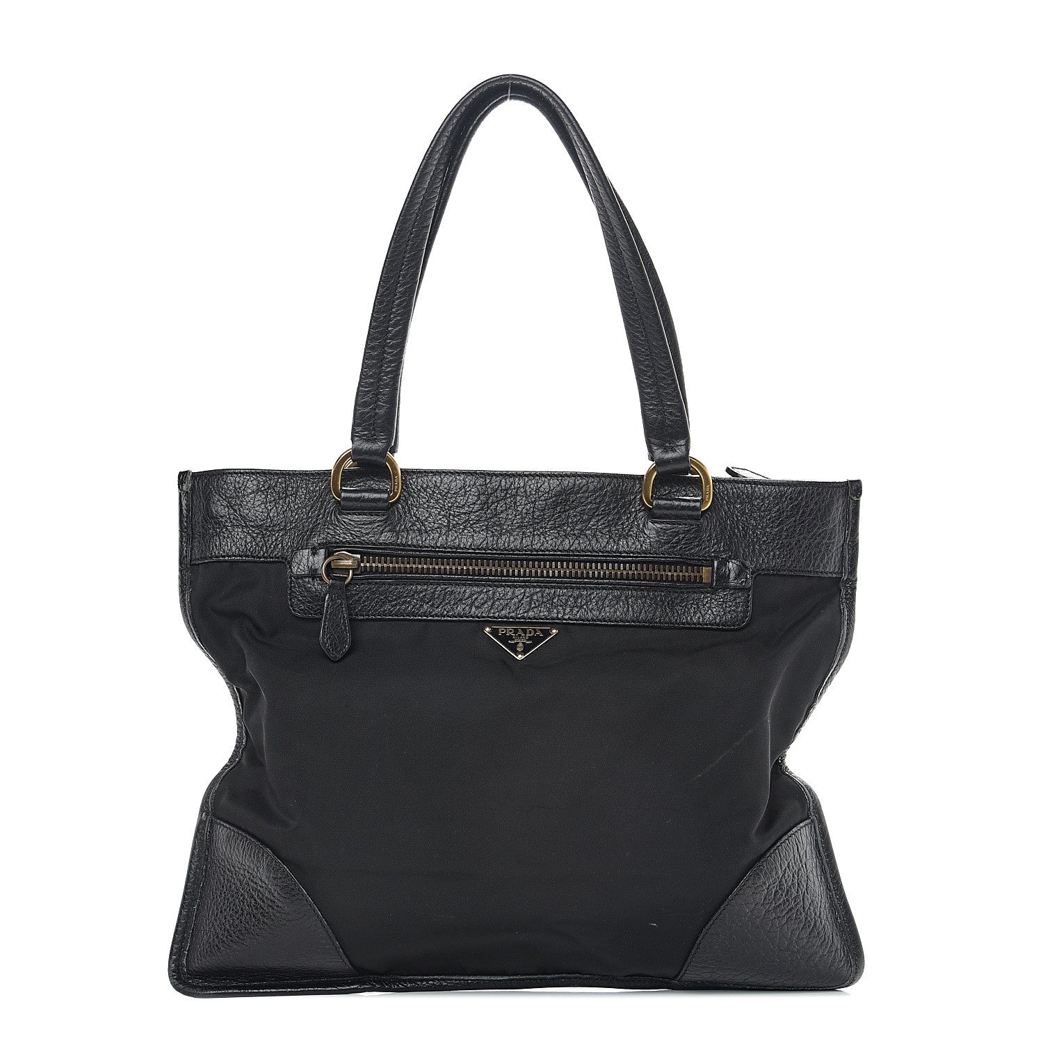 Prada Tessuto Nylon Cervo Deerskin Tote Black 1 of 11
