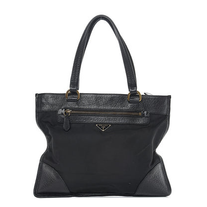 Prada Tessuto Nylon Cervo Deerskin Tote Black 1 of 11