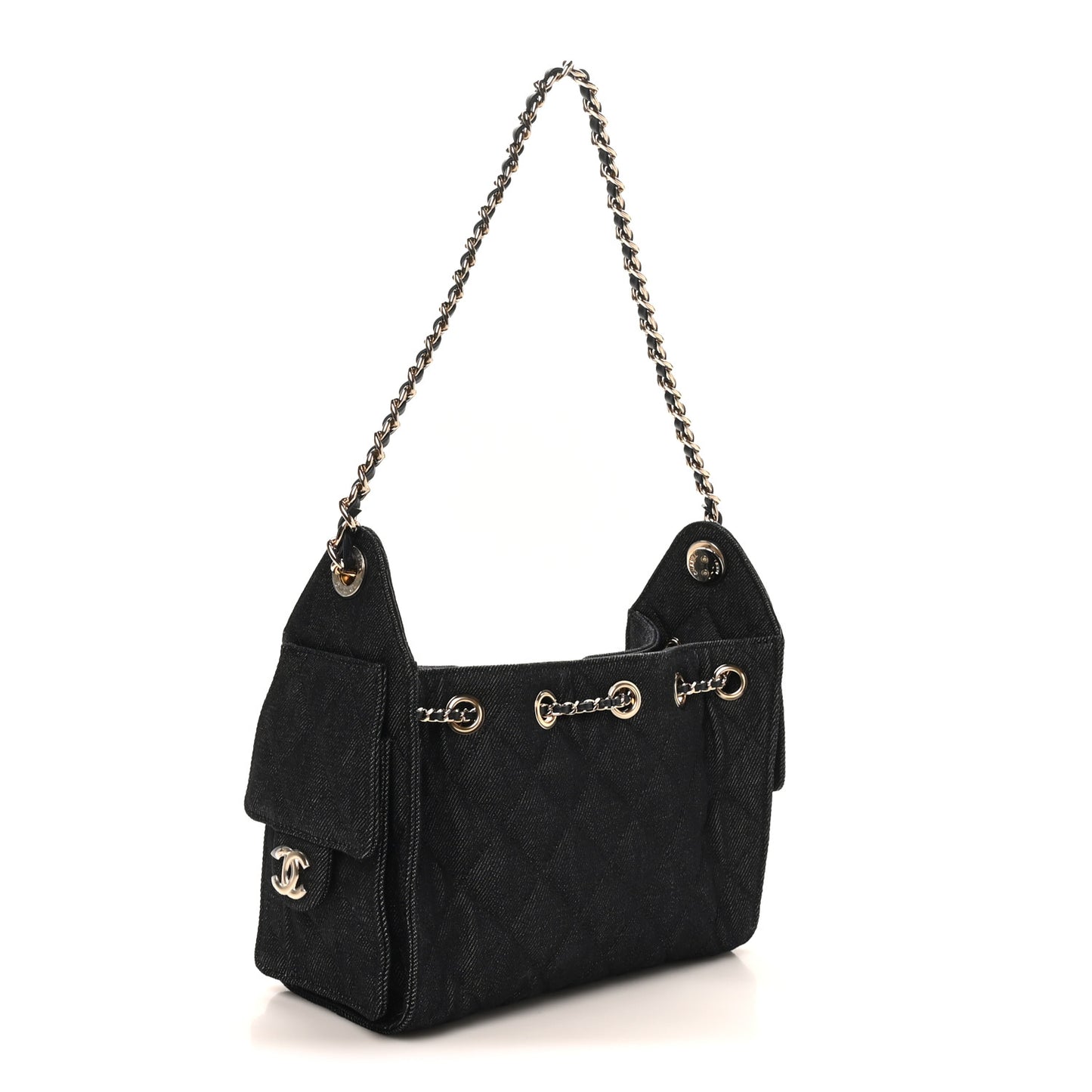 Denim Quilted Mini Chanel 25 Handbag Dark Blue