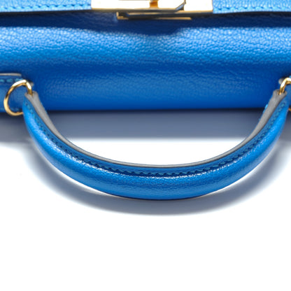Hermes Chevre Mysore Mini Kelly Sellier 20 Bleu Hydra 11 of 22