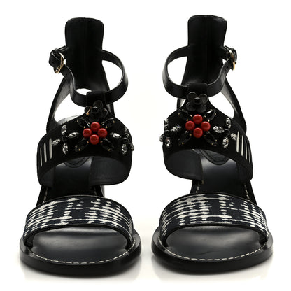 Louis Vuitton Calfskin Suede Frontpier Ankle Strap Sandals 37 Black 3 of 8