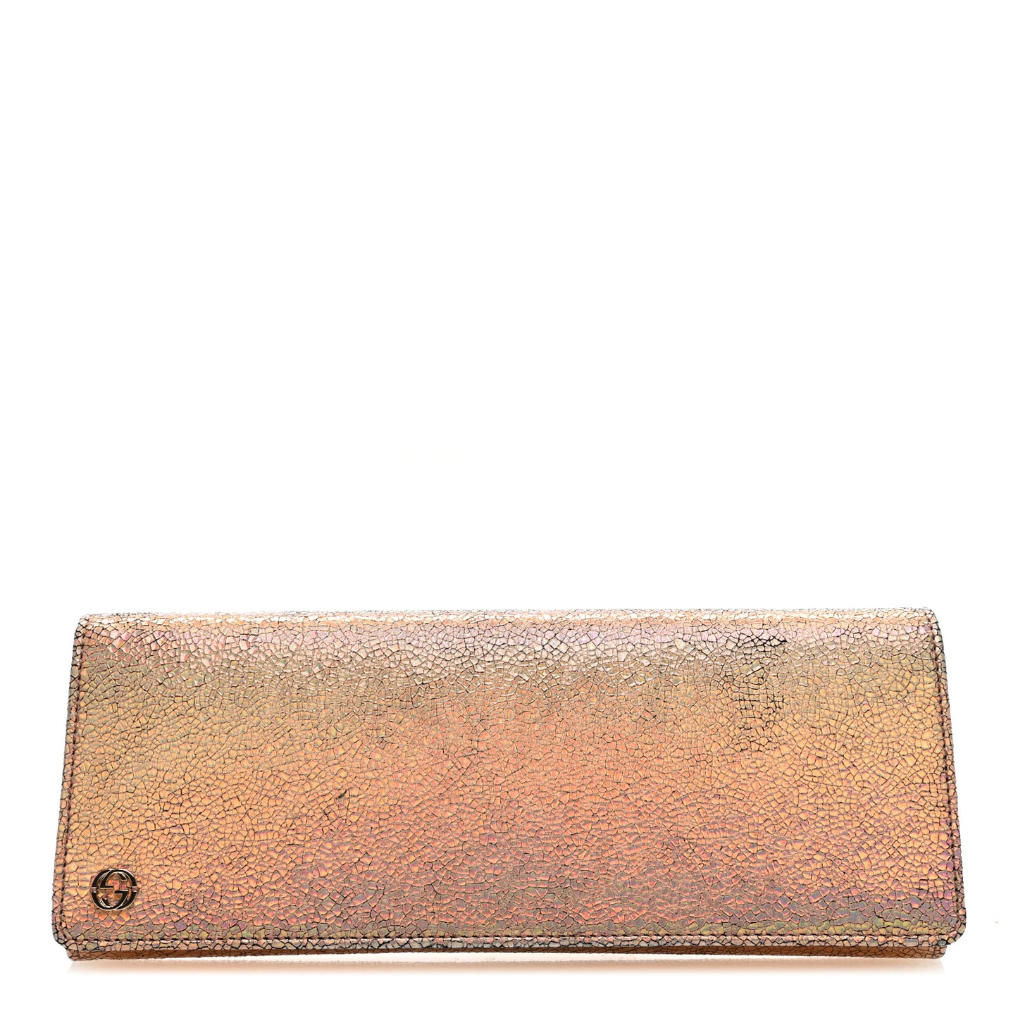 Metallic Crackled Calfskin Broadway Clutch Salmone