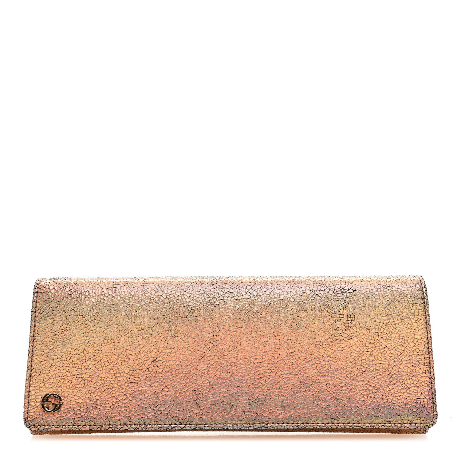 Gucci Metallic Crackled Calfskin Broadway Clutch Salmone 1 of 8